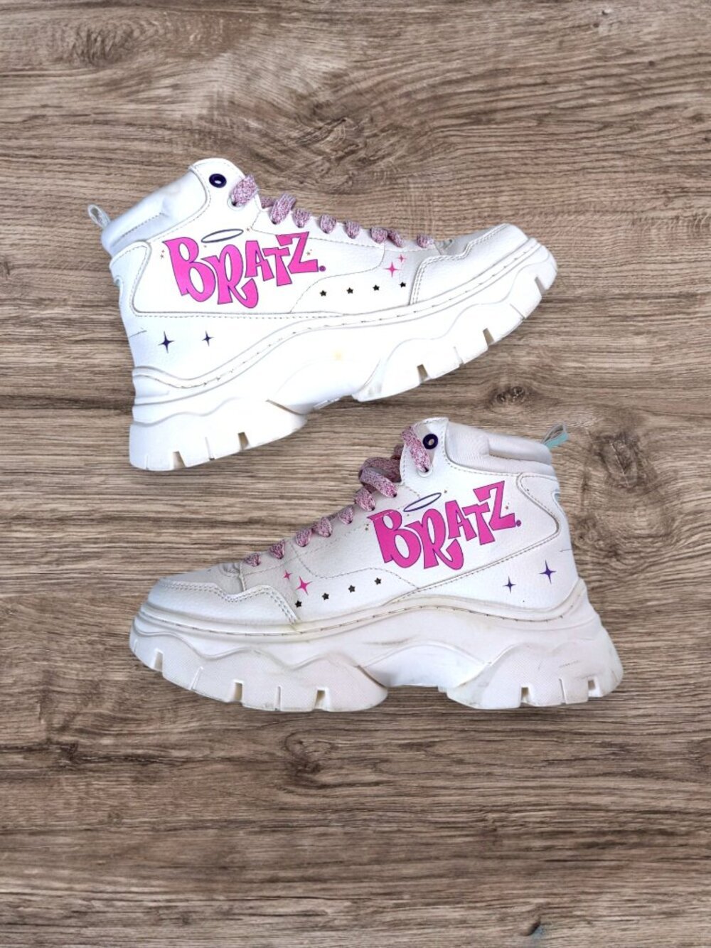 Zara Girls Bratz Platform High Top Sneakers White Pink Chunky Boots EU 36 US 4 - Picture 1 of 11